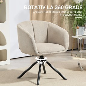 HOMCOM Fotoliu Pivotant la 360°, Fotoliu din Material Textil pentru Living și Birou, 58,5x59x78,5 cm, Gri Deschis | Aosom Romania