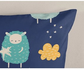 Lenjerie de pat pentru copii albastră din bumbac pentru pat de o persoană, extinsă 140x220 cm Sheep – Good Morning