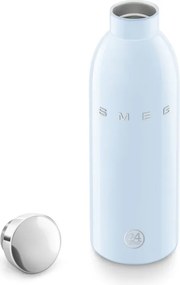 Sticla termos SMEG Clima 50's Style WBF01PB, 500 ml, Inchidere ermetica, Pereti dubli, Otel inoxidabil 18/8, Albastra