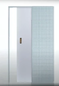 Usa glisanta HDF incastrata in perete - Colectia Basic 600 x 2000, 615 x 2020, Folie Decor, 1400 x 2100, Set maner + broasca cu cioc, Alb