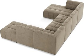 Colțar maro cu tapițerie din catifea (în formă de "U") Aloha – Makamii