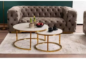 Set mese de cafea Portafino A marmura alba/gold ø60/ø45 cm