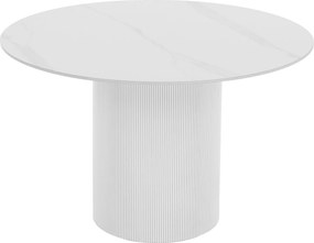 Masă de sufragerie, marmură albă/MDF, diametru 120 cm, MAHIR TIP 1