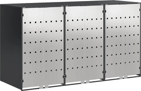 vidaXL Depozitare pentru 3 pubele Wheelie 340 x 77.5 x 115.5 cm Oțel