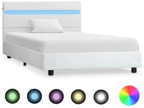284786 vidaXL Cadru de pat cu LED, alb, 90 x 200 cm, piele artificială
