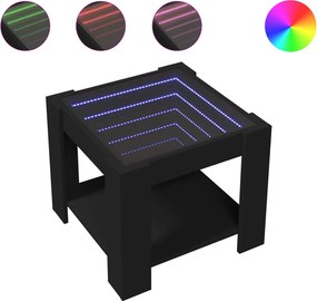 vidaXL Măsuță de cafea cu LED, negru, 53x53x45 cm, lemn prelucrat