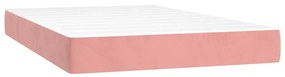 Pat box spring cu saltea, roz, 120x200 cm, catifea Roz, 120 x 200 cm, Cu blocuri patrate
