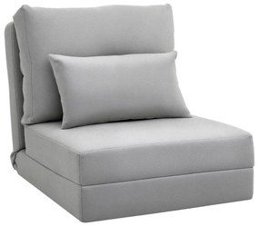 HOMCOM Fotoliu canapea pat convertibil, fotoliu 1 loc cu 1 pernă și spătar reglabil, gri deschis | Aosom Romania