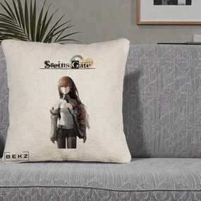 Perna Personalizata Steins Gate Kurisu Makise Anime, 40x40 cm, Bej Canapea, Husa Detasabila, Perna Inclusa, BEKZ®