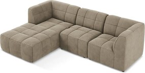 Colțar maro cu tapițerie din catifea (cu colț pe partea stângă/cu șezlong) Aloha – Makamii