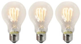 Set de 3 becuri LED cu filament răsucit E27 A60 transparent 3W 210lm 2200K