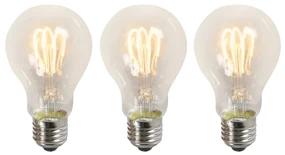 Set de 3 becuri LED cu filament răsucit E27 A60 transparent 3W 210lm 2200K