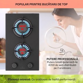 Klarstein Firetale plită cu gaz 2 arzătoare, arzător din aluminiu, gaz natural/propan, inclus furtun și reductoare de presiune