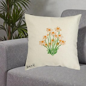 Perna Decorativa Margarete Camp, 40x40 cm, Ecru, Husa Detasabila, Perna Inclusa, BEKZ®