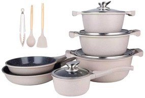 Set oale marmorate cu capace 10 piese Royalty Line BS1010M, bej