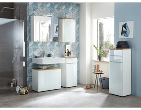 Dulap de baie alb scund cu aspect de lemn de stejar 39x86 cm Pescara – Germania