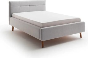 Pat matrimonial gri deschis tapițat cu spațiu de depozitare cu somieră 140x200 cm Lotte – Meise Möbel