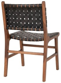 Scaune de dining negre/maro 2 buc. lemn masiv de tec Perugia – House Nordic