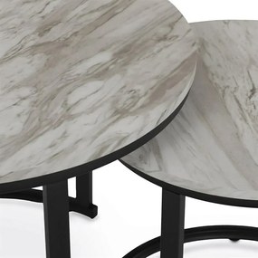 Set de măsuțe de conferință, marmură albă, 2 buc.