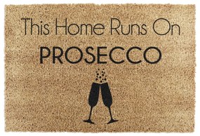 Covoraș de intrare din fibre de nucă de cocos 40x60 cm This Home Runs On Prosecco – Artsy Doormats