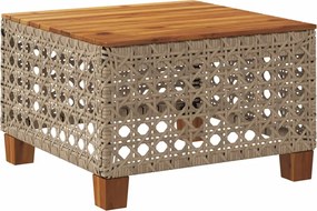 vidaXL Masă de grădină, bej, 55x55x36 cm, poliratan și lemn acacia