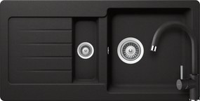 Set chiuveta bucatarie Schock Typos D-150S 860 x 435 mm si baterie bucatarie Schock Plutos Cristalite Nero, negru