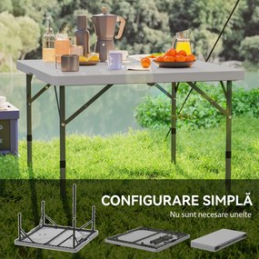 Outsunny Masă de Camping Pliabilă cu 2 Înălțimi Reglabile, 86x86x74 cm, Alb | Aosom Romania