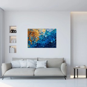 Tablou - Pictura albastru-auriu (90x60 cm)