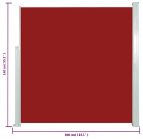 Copertina laterala retractabila de terasa, rosu, 140x300 cm Rosu, 140 x 300 cm