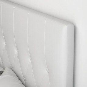 HOMCOM Spătar Pat Matrimonial Capitonată cu Design cu Nasturi, Căpătâi Pat din Piele PU și MDF, 160x7x120 cm, Alb | Aosom Romania