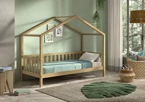 Pat Căsuță NATURE cu Protecție Integrată, Stejar Masiv, 90 x 200 cm – Dallas – Vipack