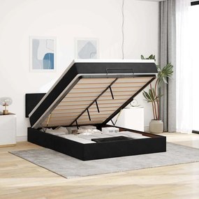 vidaXL Cadru pat otoman cu saltea, catifea neagră 140x200cm