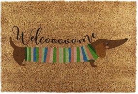 Covoraș de intrare din fibre de nucă de cocos 40x60 cm Welcome Sausage Dog – Artsy Doormats