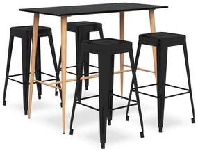 vidaXL Set mobilier de bar, 5 piese, negru