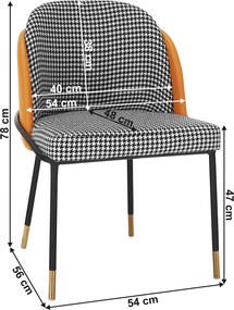 Scaun de luat masa, model alb-negru / piele ecologică camel, KIRNA