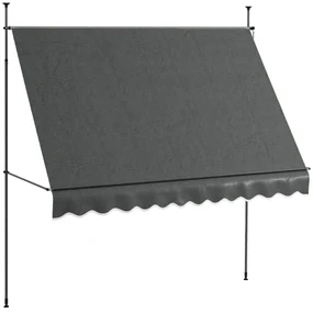 Outsunny Parasol Manual Retractabil pentru Balcon 300x120x210-300 cm cu Manivela Inaltime Ajustabila Impermeabil si Anti-UV Gri Inchis | Aosom Romania