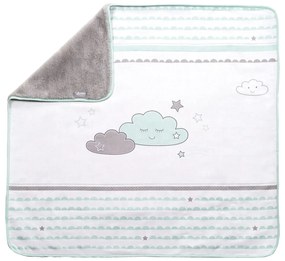Pătură pentru copii albă/verde-mentă din micropluș/cocolino 80x80 cm Happy Cloud – Roba