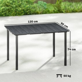 Outsunny Masă de Dining pentru Exterior pentru 4 Persoane, Masă Dreptunghiulară de Grădină cu Blat din HDPE și Cadru Metalic, Neagră | Aosom Romania