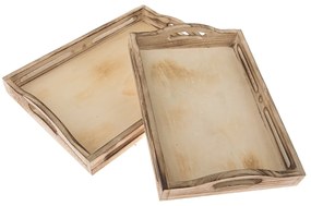 Set de tăvi din lemn Madera, 2 bucăți, maro