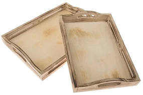 Set de tăvi din lemn Madera, 2 bucăți, maro
