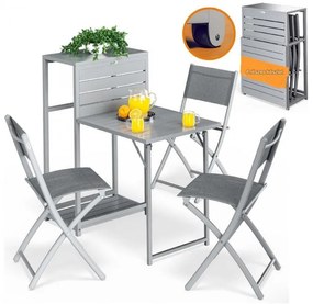 Deuba Set de gradina metalic 1+3 - gri deschis