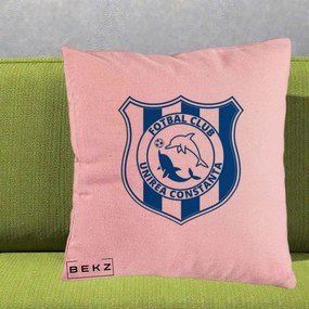 Perna Personalizata FC Unirea Constanta Fotbal, 40x40 cm, Roz, Husa Detasabila, Perna Inclusa, BEKZ®