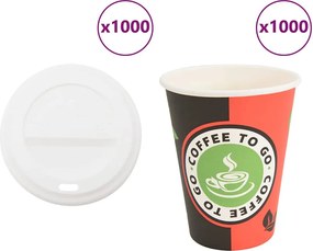 vidaXL Cești de cafea din hârtie cu capace 1000 buc 4oz 100ml