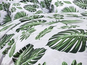 Lenjerie de pat din bumbac GREEN LEAVES alb Dimensiune lenjerie de pat: 70 x 90 cm | 140 x 200 cm