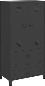 vidaXL Șifonier industrial, negru, 90x50x180 cm, metal