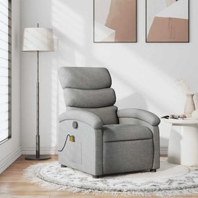 vidaXL Fotoliu de masaj rabatabil, gri deschis, textil