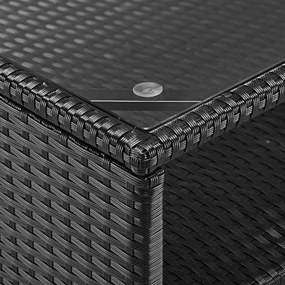 Deuba Set rattan de gradina XXL - perne negre/crem