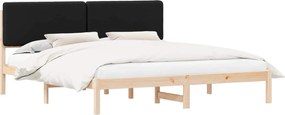 vidaXL Cadru de pat cu tăblie tapițată cu headboard Negru 200 x 200 cm