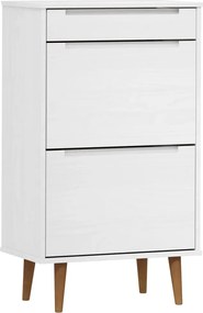 vidaXL Pantofar "MOLDE", alb, 59,5x35x103 cm, lemn masiv de pin