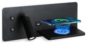 Aplică LED cu raft, USB și funcție de încărcare fără fir Immax 08287L LED/3W/230V + LED/3W